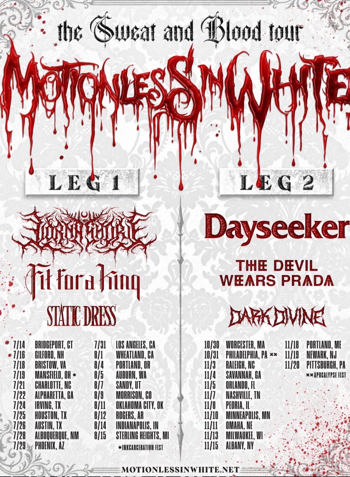 Motionless in White — Sweat and Blood Tour Leg 2 2026