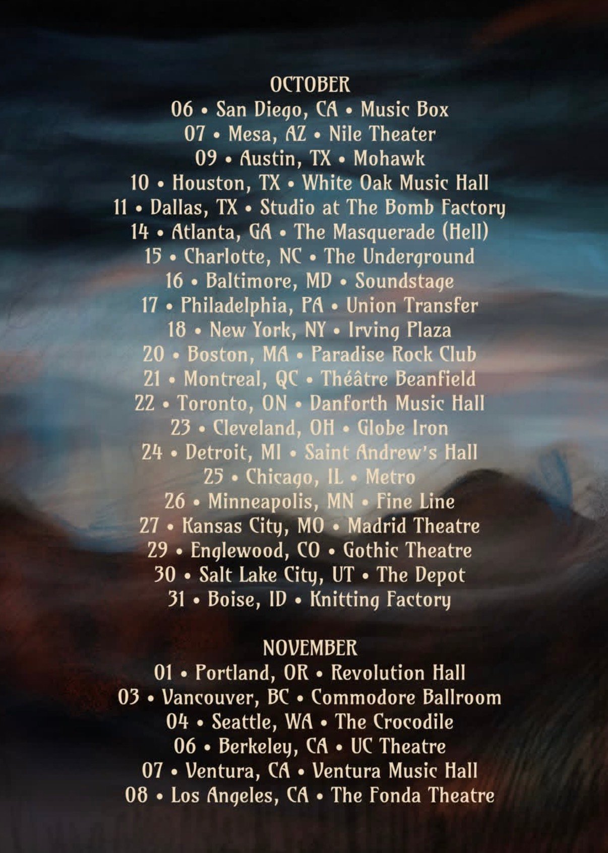 Plini An Unnameable Desire North American Tour 2026 full date list