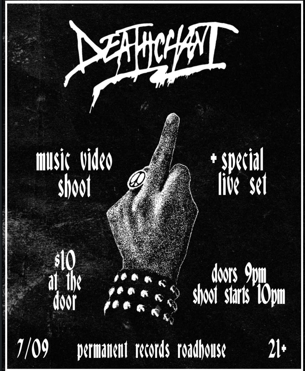 Deathchant July 9 surprise show flyer, Permanent Records Roadhouse Los Angeles
