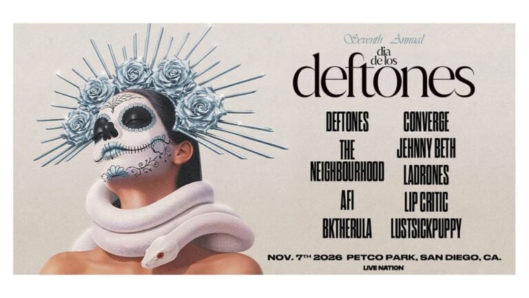 Dia De Los Deftones 2026 lineup poster: Deftones, Converge, The Neighbourhood, AFI and more at Petco Park, San Diego, Nov 7