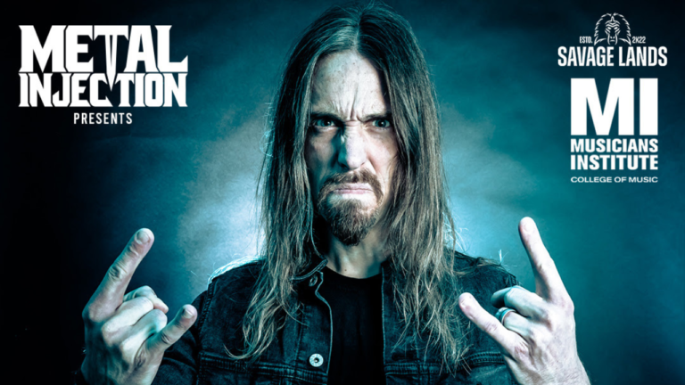 Dirk Verbeuren of Megadeth in the Metal Injection drum clinic promo graphic