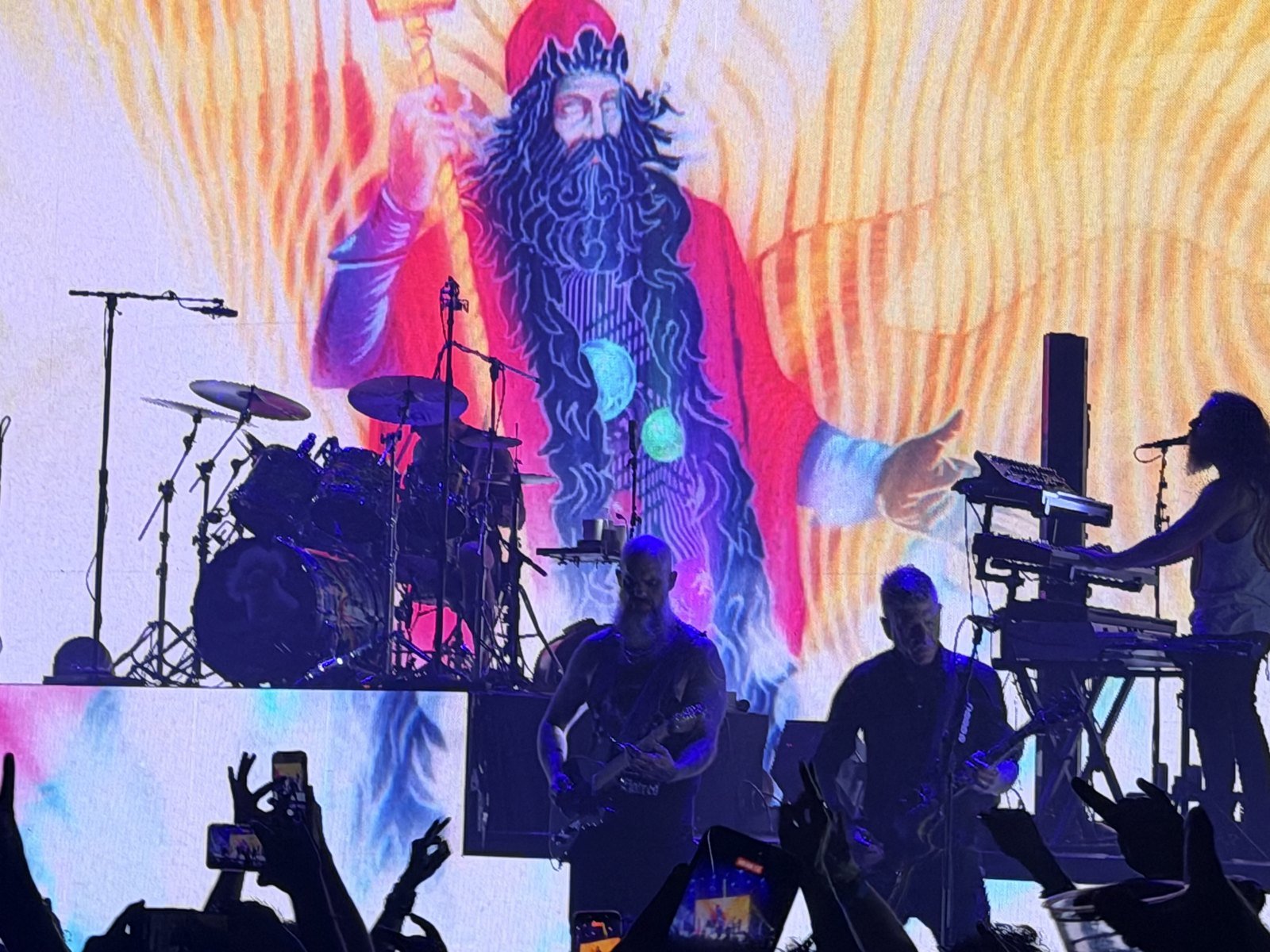 John Baizley of Baroness playing guitar with Mastodon at the Hollywood Palladium