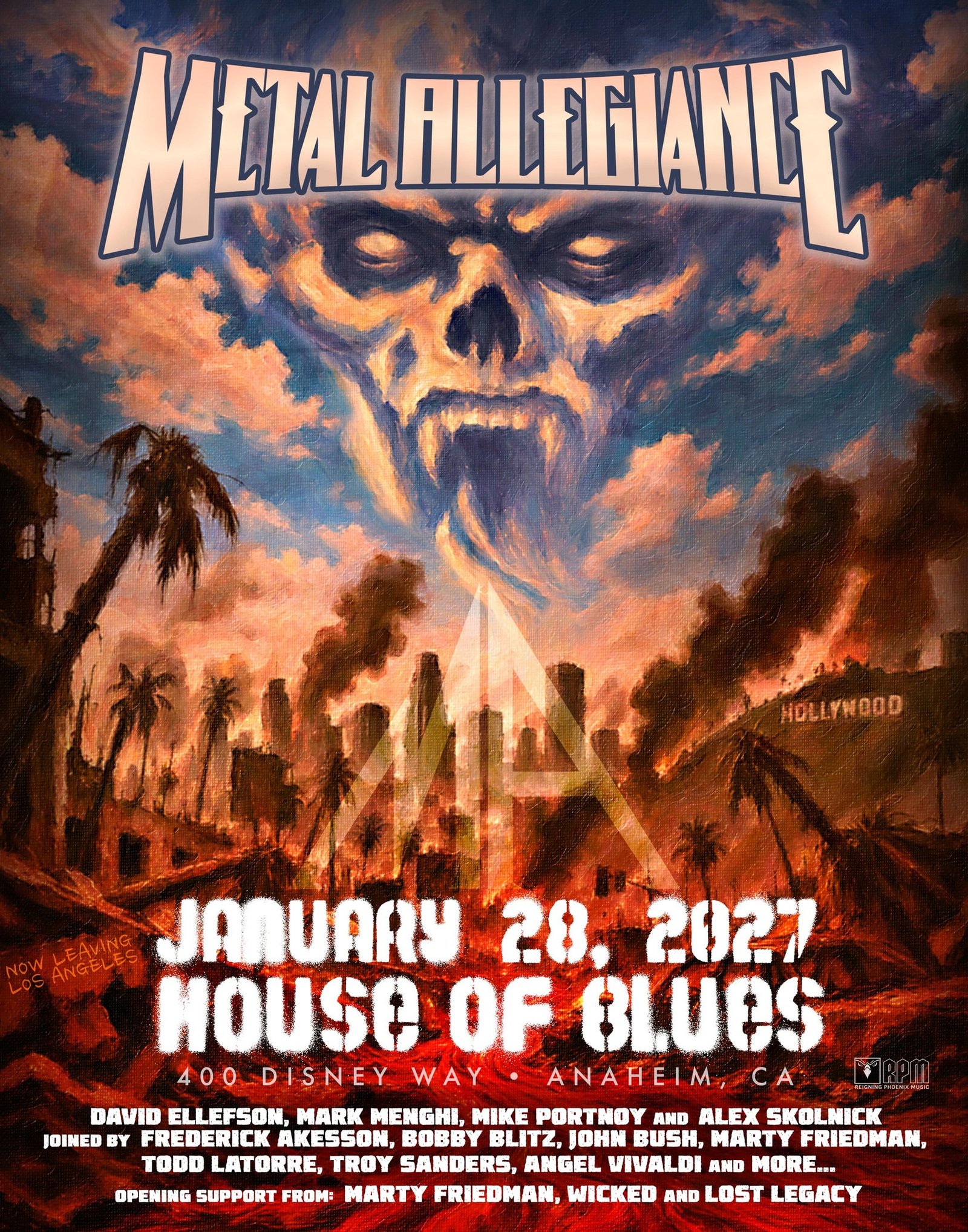 Official poster for Metal Allegiance at House of Blues Anaheim on January 28 2027