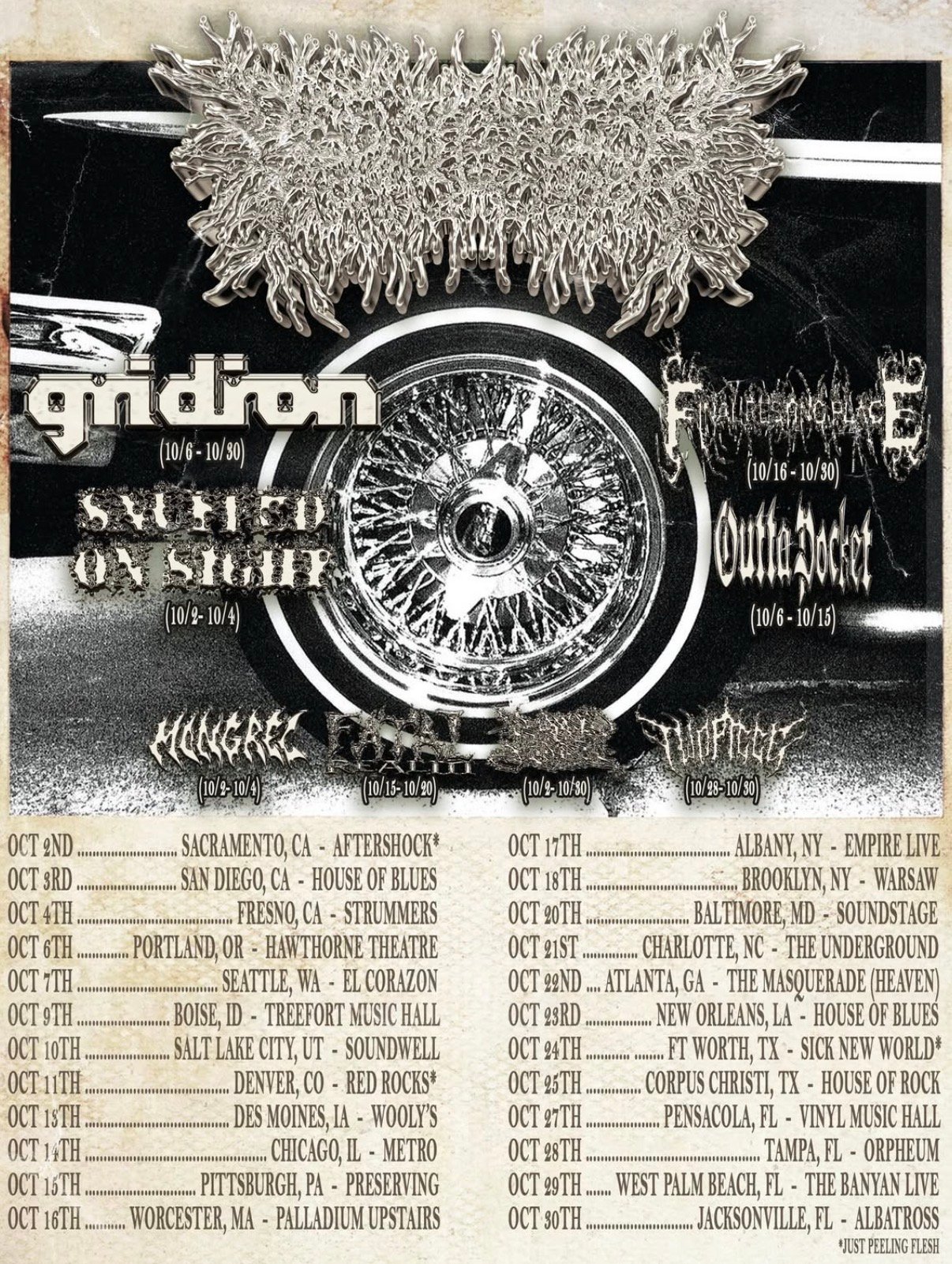 PeelingFlesh fall 2026 US headlining tour poster