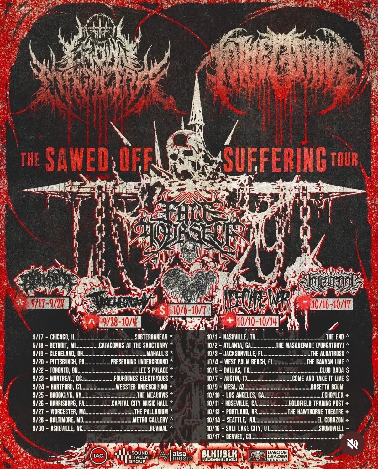 The Sawed Off Suffering Tour 2026 poster - Crown Magnetar and To The Grave with Face Yourself
