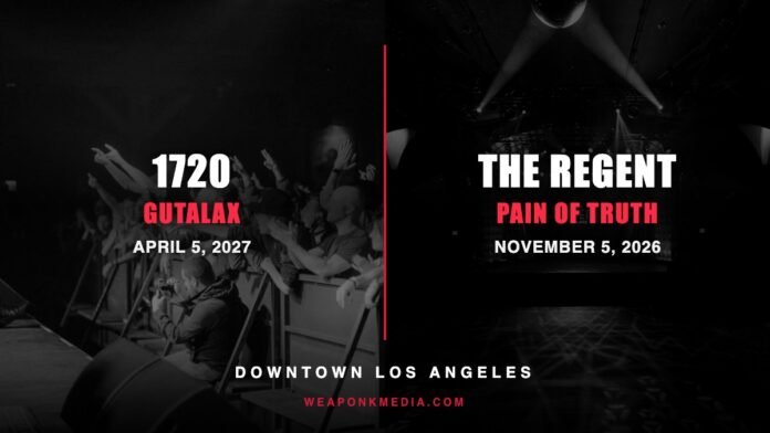 scene-report-corridor-ladder-v3 1720 and The Regent Theater, downtown Los Angeles: Gutalax April 5 2027 and Pain of Truth November 5 2026