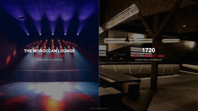 The Moroccan Lounge and 1720 — DTLA corridor venues hosting Anvil June 18 and Sigh August 1 2026