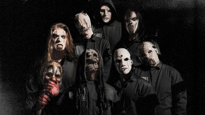 Slipknot 2026 press photo showing eight members, photo by Jonathan Weiner