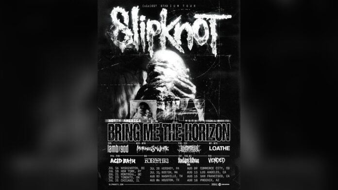 Slipknot (sic)est Stadium Tour 2027 North American tour poster with Bring Me the Horizon