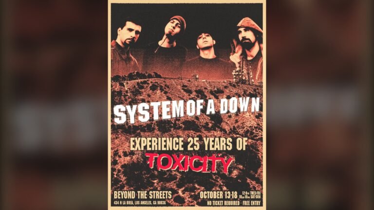 System Of A Down Toxicity 25th anniversary exhibition poster, Beyond The Streets Los Angeles, October 13-18