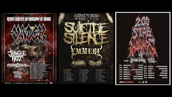 Tour Roundup July 22 2026 — Suicide Silence, Vader, 200 Stab Wounds tour posters Tour Roundup July 22 2026 — Suicide Silence, Vader, 200 Stab Wounds tour posters
