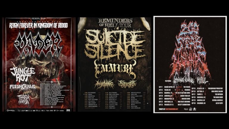 Tour Roundup: July 22, 2026 Tour Roundup July 22 2026 — Suicide Silence, Vader, 200 Stab Wounds tour posters